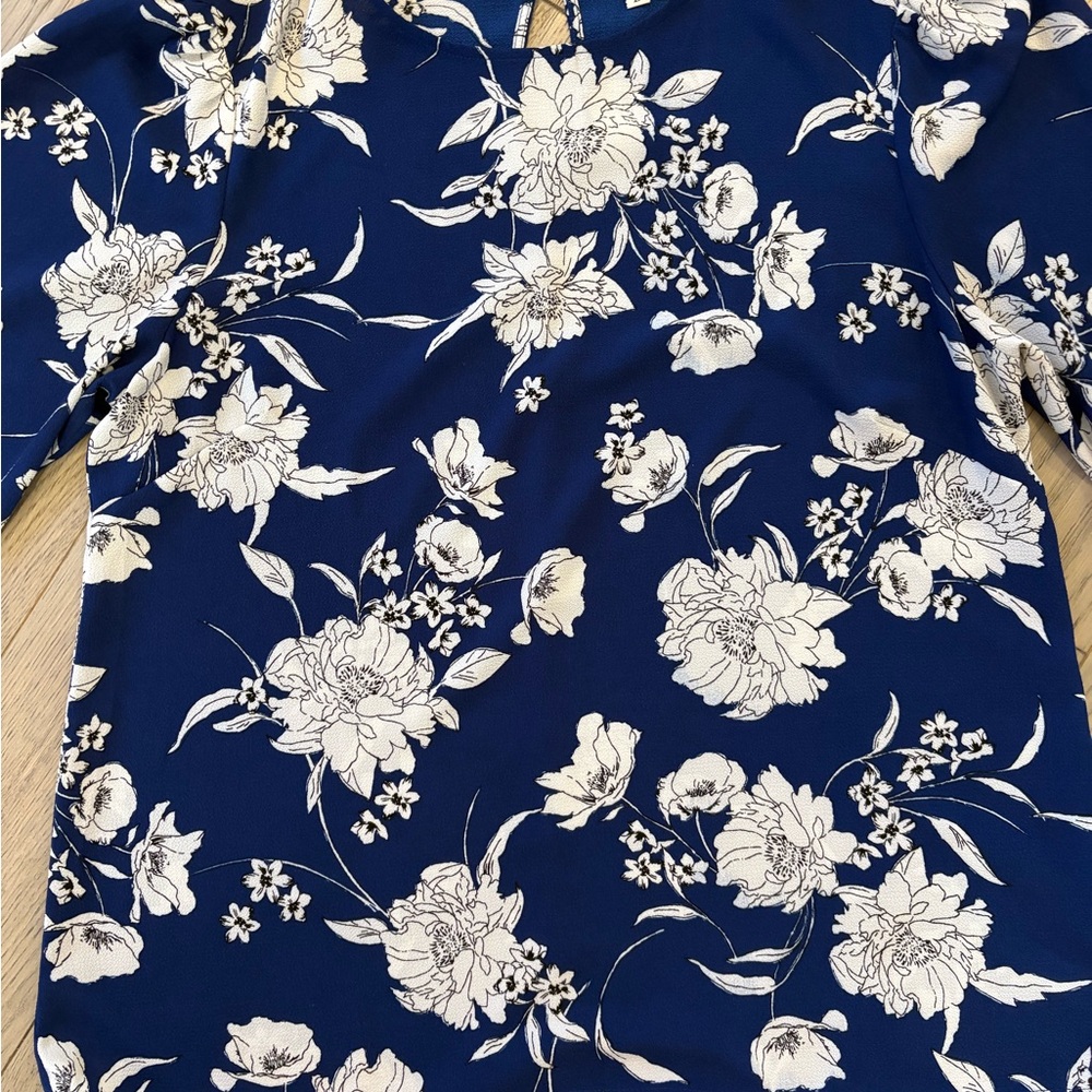 Faith and Joy Navy Blue Floral Blouse - Picture 2 of 5
